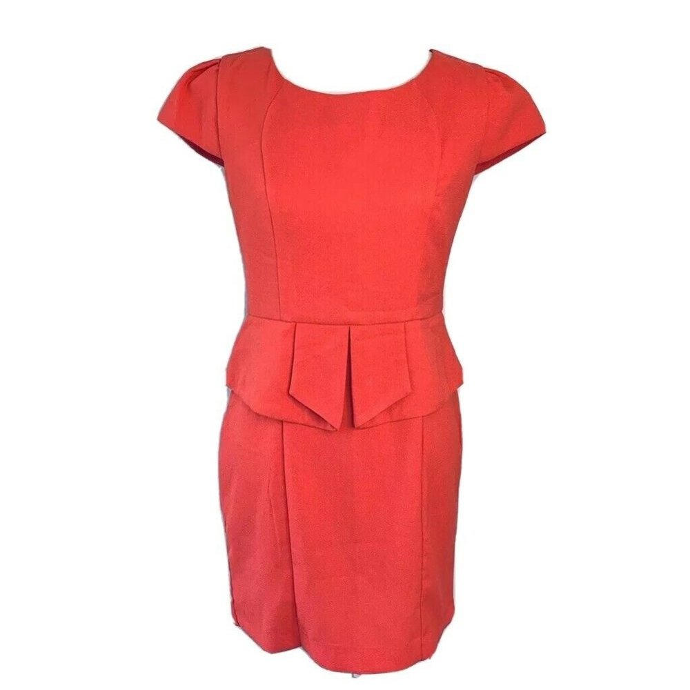Alice Moon Womens Peplum Dress Coral Lined Large